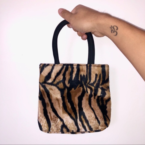 Vintage Handbags - Fuzzy Tiger Y2K Mini Purse